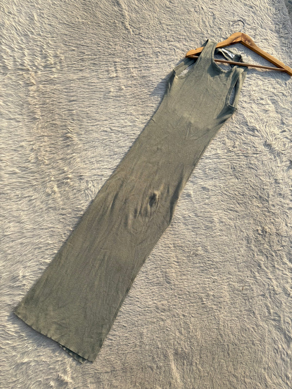 Sage green backless dress S