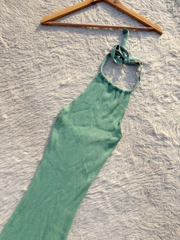 Green Halterneck dress Xs