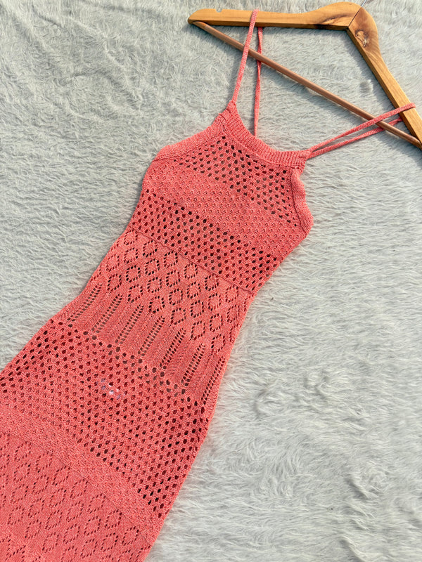 Crochet maxi backless dress Xs-S