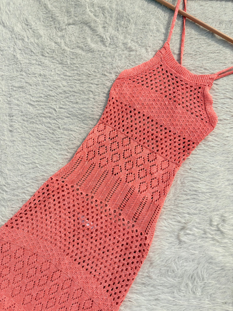 Crochet maxi backless dress Xs-S