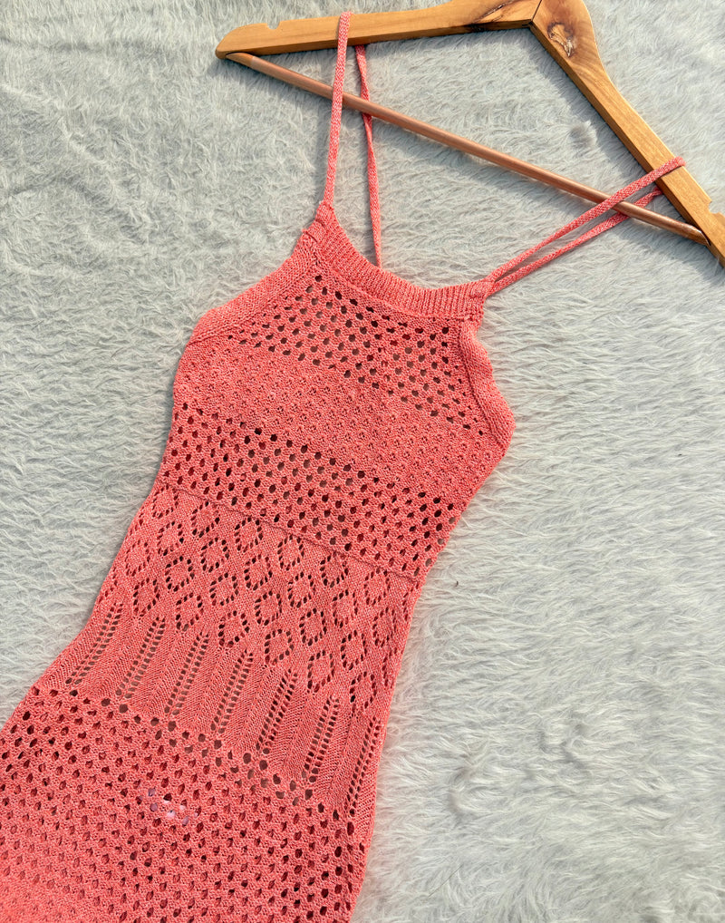 Crochet maxi backless dress Xs-S
