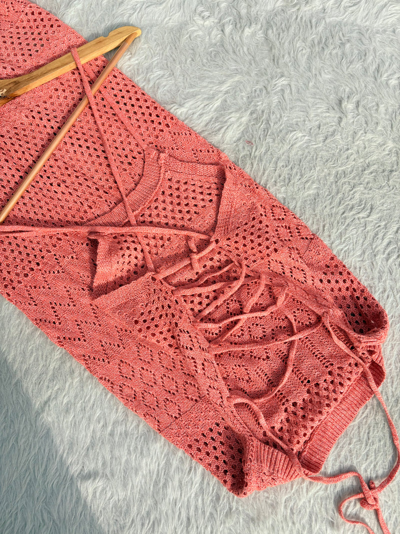 Crochet maxi backless dress Xs-S