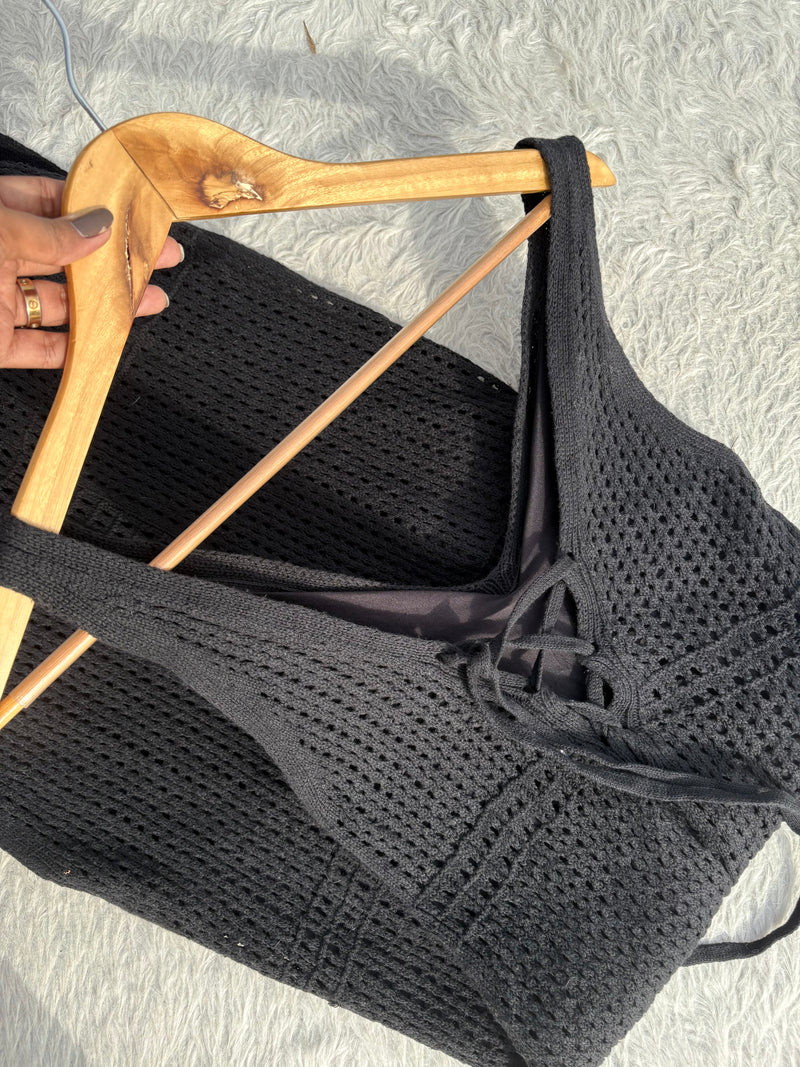 Black crochet dress with Lining S-M