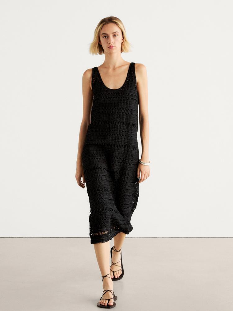 Black crochet dress with Lining S-M