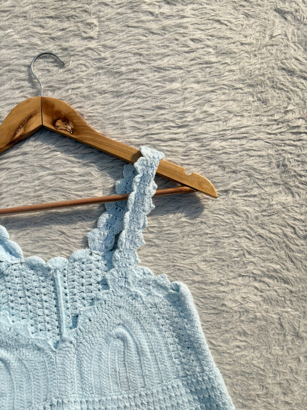 Baby blue crochet top Xs